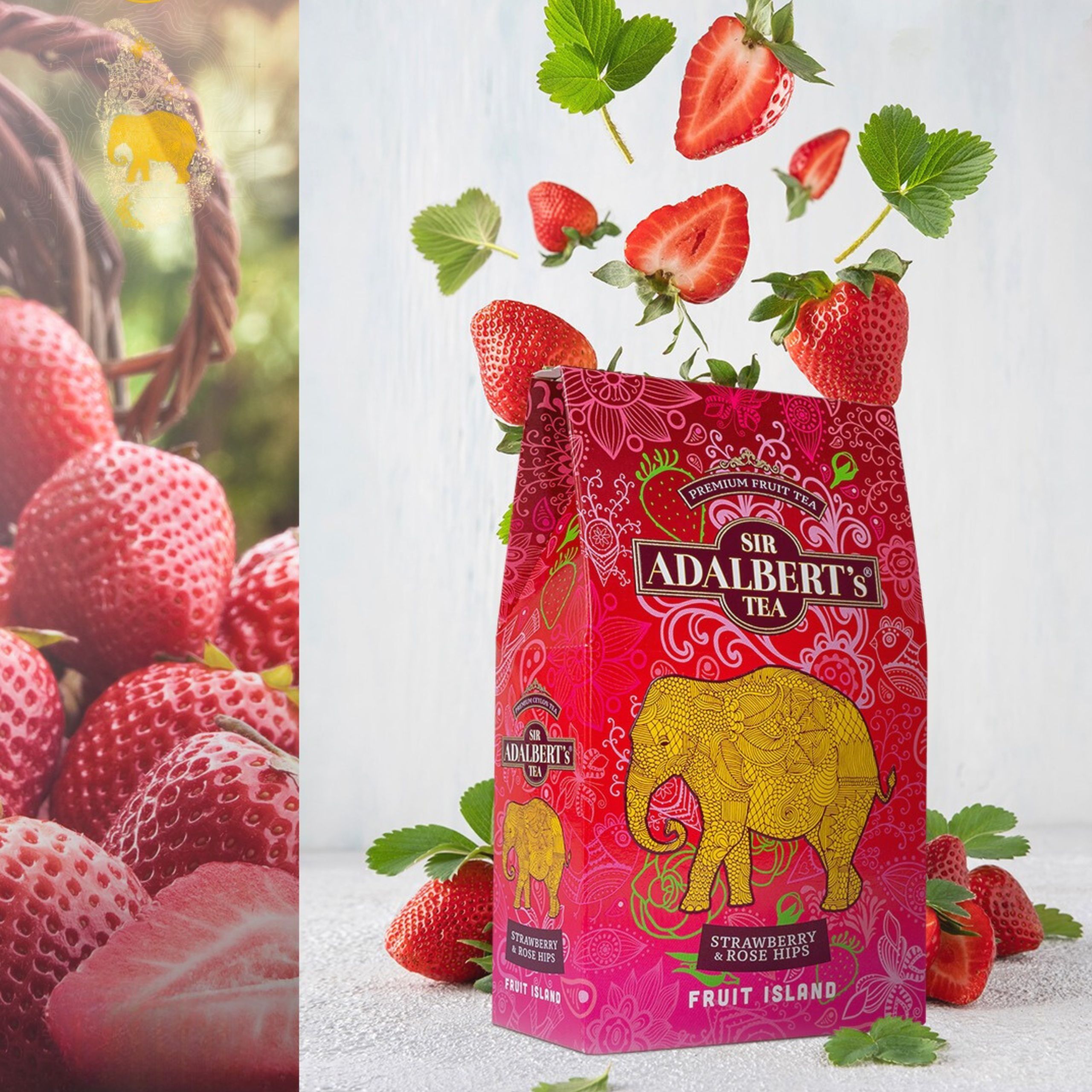 Herbata owocowa liściasta Truskawka z Różą Fruit Island Sir Adalbert's 80g