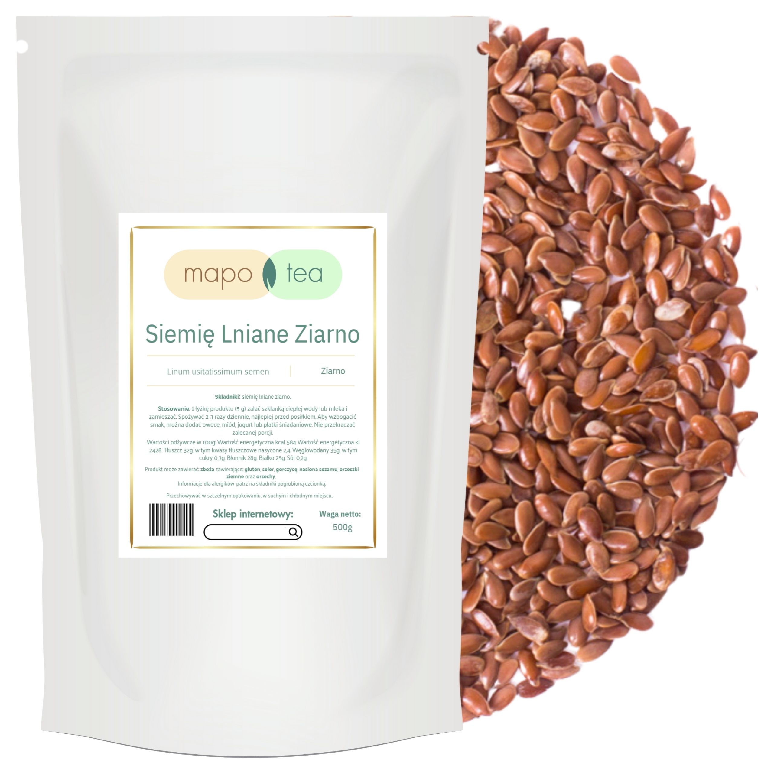 Siemię lniane ziarno brązowe Mapo Tea 500g