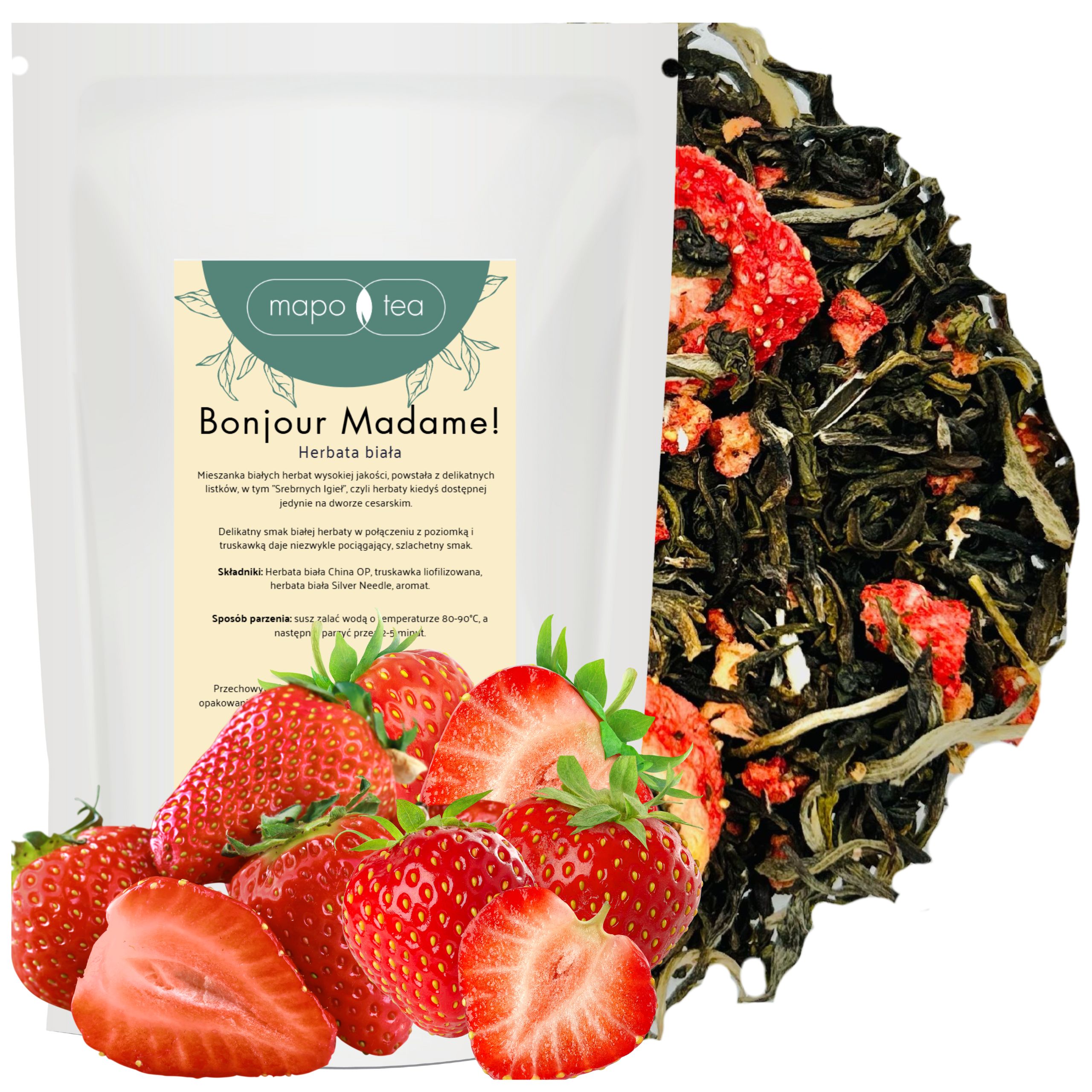 Herbata Biała China OP i Silver Needle Bonjour Madame! Truskawki i poziomka Mapo Tea 50g