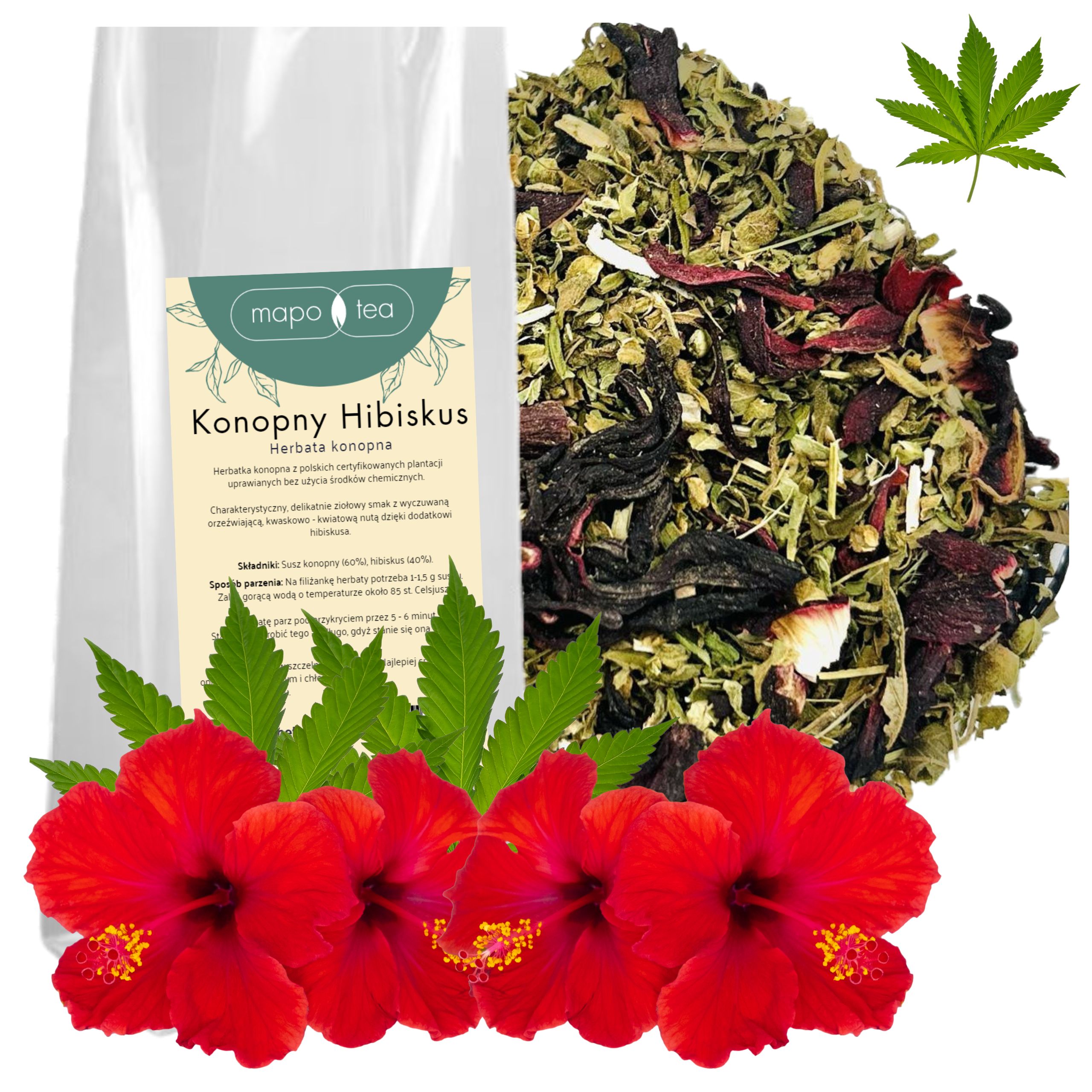 Herbata Konopna "Konopny Hibiskus" z hibiskusem Mapo Tea 50g