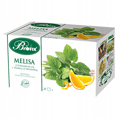 Herbata Ziołowa Melisa z Pomarańczą i Trawą Cytrynową BIFIX Ekspresowa 20 Torebek