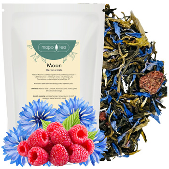 Herbata Biała China OP Moon z Malinami i Bławatkiem Niebieskim Mapo Tea 50g