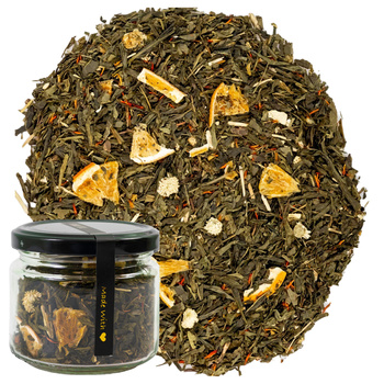 Herbata zielona Sencha Żeń-Szeń z Pomarańczą w słoiku Mapo Tea 50g