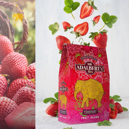 Herbata owocowa susz owocowy strawberry&rose hips friut island kartonik 80g Sir Adalbert's