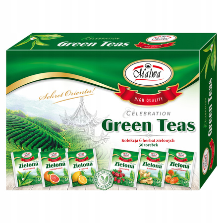 MALWA TEA BOMBONIERKA GREEN TEA COLLECTION ZIELONA6x5 30 KOPERT 60G