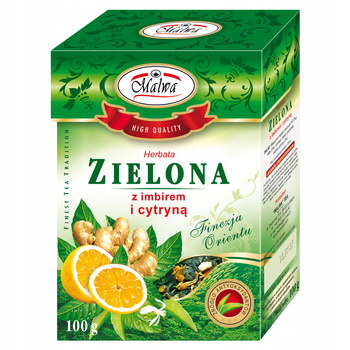 MALWA TEA HERBATA ZIELONA SYPANA IMBIREM I CYTRYNĄ 100G