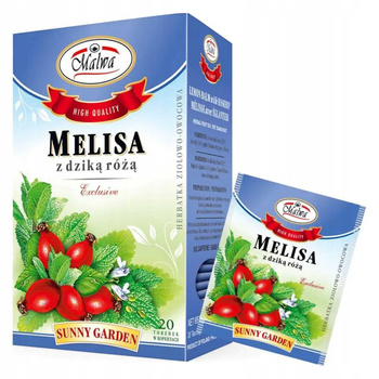 Herbata owocowa ekspresowa melisa z dziką różą sunny garden Malwa Tea 20 kopert 40g