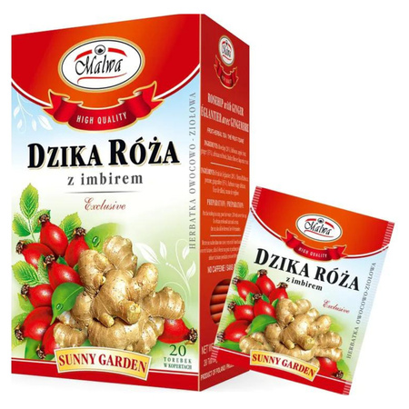 Herbata owocowa ekspresowa dzika róża z imbirem sunny garden Malwa Tea 20 kopert 40g