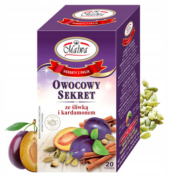 MALWA TEA HERBATA OWOCOWA EKSPRESOWA OWOCOWY SEKRET ZE ŚLIWKĄ I KARDAMONEM 20 TOREBEK 40G