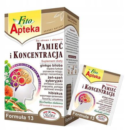 MALWA TEA FITO APTEKA PAMIĘĆ I KONCENTRACJA 20 KOPERT 40G