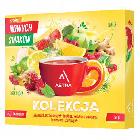 ASTRA KOLEKCJA HERBATEK ROOIBOS, ROOIBOS Z OWOCAMI I OWOCOWO-ZIOŁOWYCH 36 TOREBEK