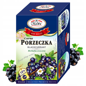 MALWA TEA HERBATA OWOCOWA EKSPRESOWA CZARNA PORZECZKA 20 TOREBEK 40G